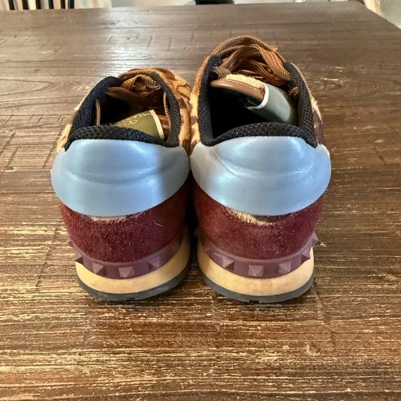 Valentino Garavani Leopard Pony Hair Rockstud Trainers Size 8 - Picture 5 of 14